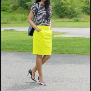Neon J.Crew pencil skirt